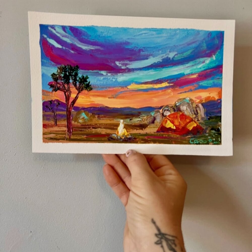 Joshua Tree Original Oil Painting 100 Day Challenge Desert Fine Art Decor New